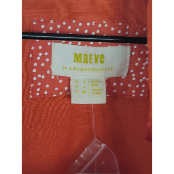 NWT Anthropologie Maeve Tie-Front Orange Blouse - Size 14 - Picture 6 of 8